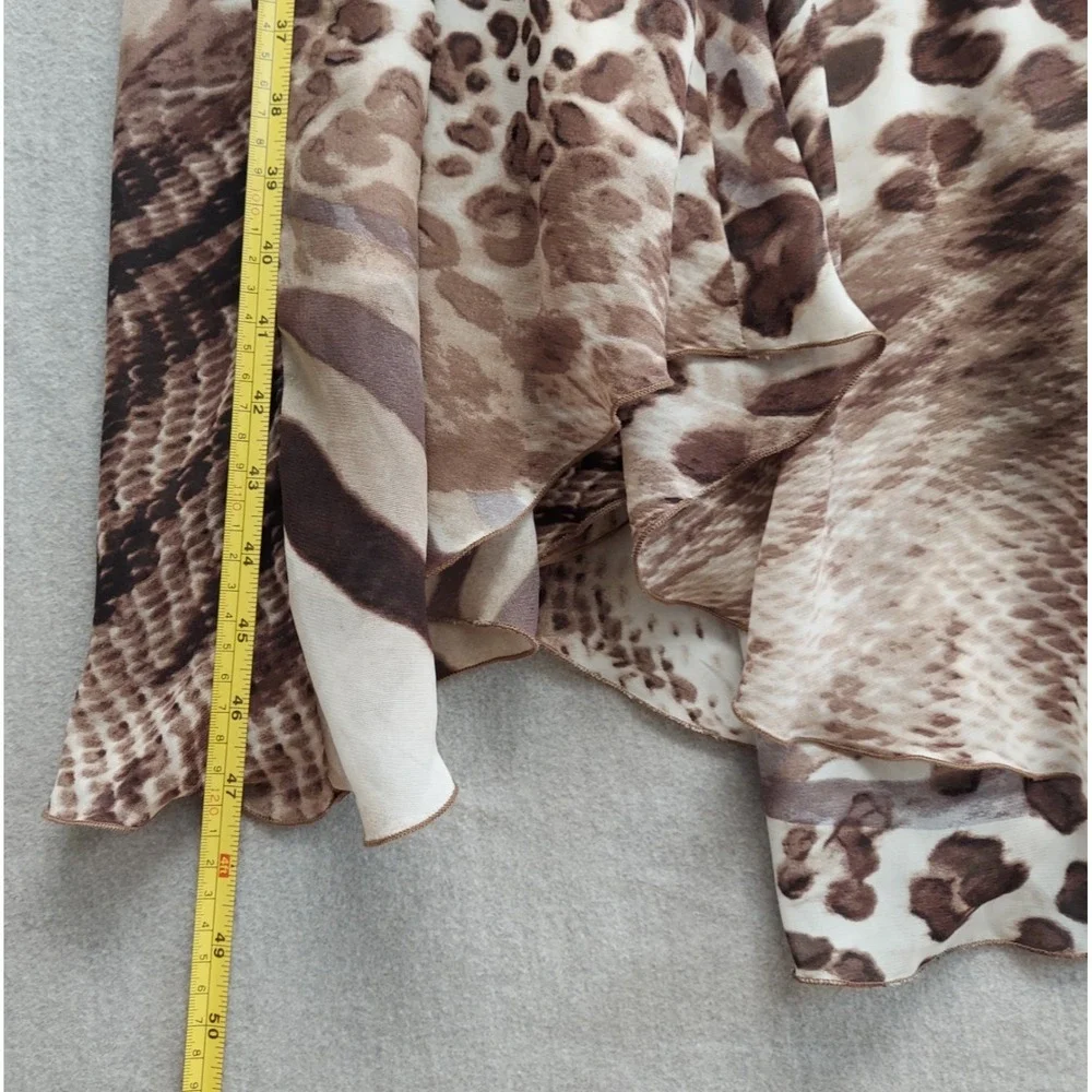 Dressbarn Animal Print Midi Dress 16 Asymmetric Hem Brown Resort Flowy Vacation